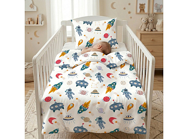 Bavlněné povlečení do postýlky Vesmírná Mise