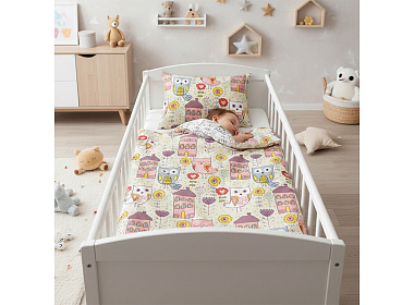  Bavlněné povlečení do postýlky Sovy ve Městě