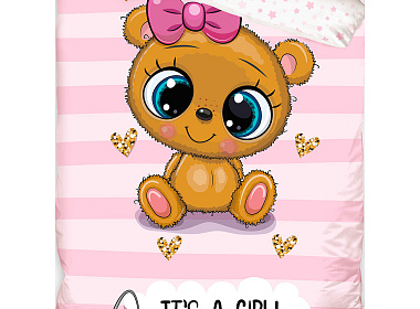 Bavlněné povlečení do postýlky Medvídek Máša