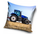 Dekorační polštářek Modrý traktor na poli