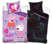 Svítící povlečení Prasátko Pepina a Suzy Skáčou přes švihadlo