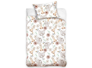 Bavlněné povlečení do postýlky Sloni a Žirafy