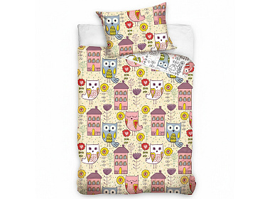  Bavlněné povlečení do postýlky Sovy ve Městě