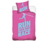 Perkálové povlečení Run Race Růžové