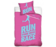 Perkálové povlečení Run Race Růžové